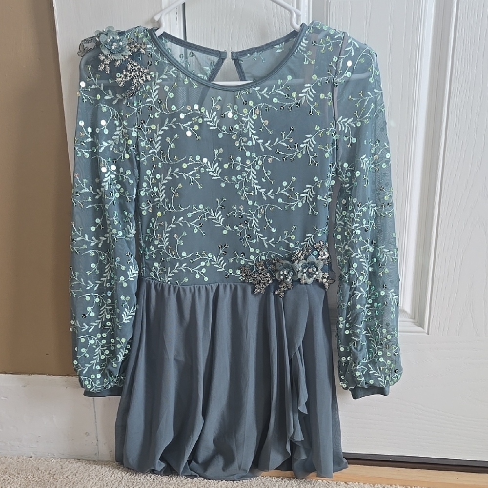 Elegant Blue Floral Kids Dress